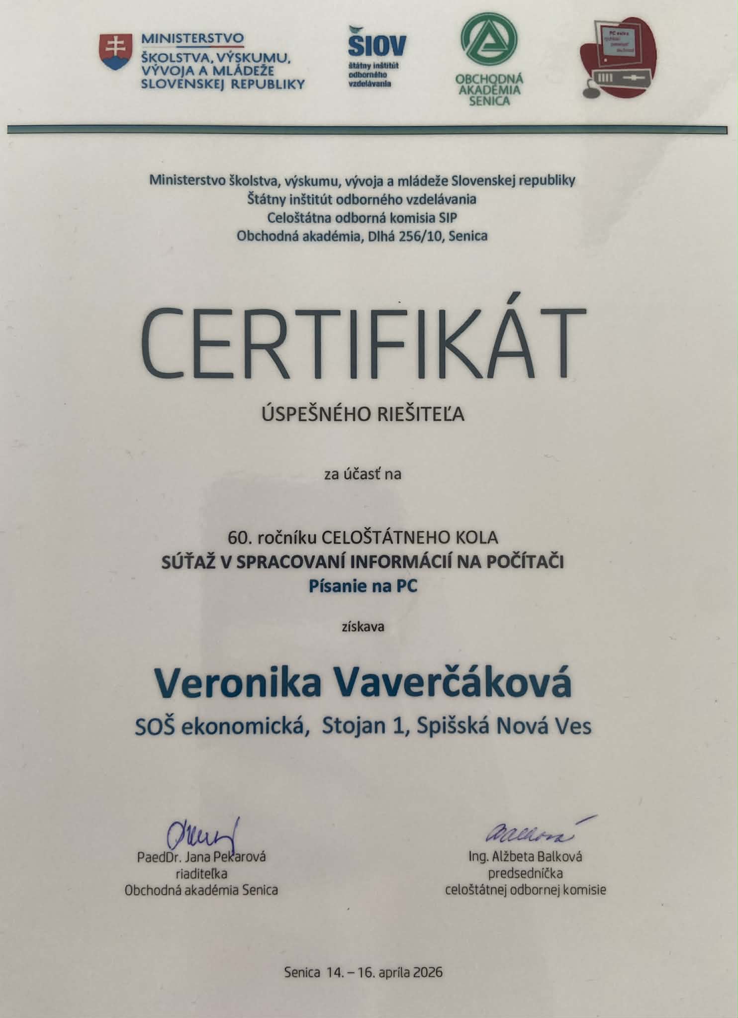 Celoštátna súťaž v spracovaní informácií na počítači