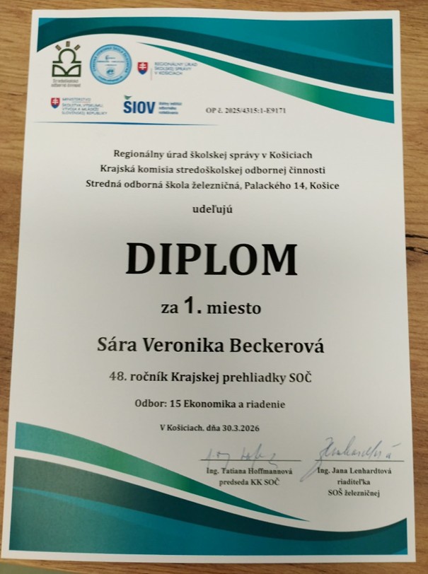 Obchodná akadémia Michalovce získala 1. miesto v krajskom kole SOČ